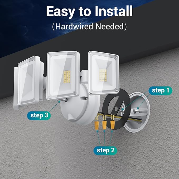 USTELLAR 100W LED Floods Light Outdoor, 10000LM Super Bright Flood Lights Switch Controlled, Security Lights with 4 Adjustable Heads, IP65 Waterproof, 5000K Daylight for Eave, House, Backyard 2 Pack