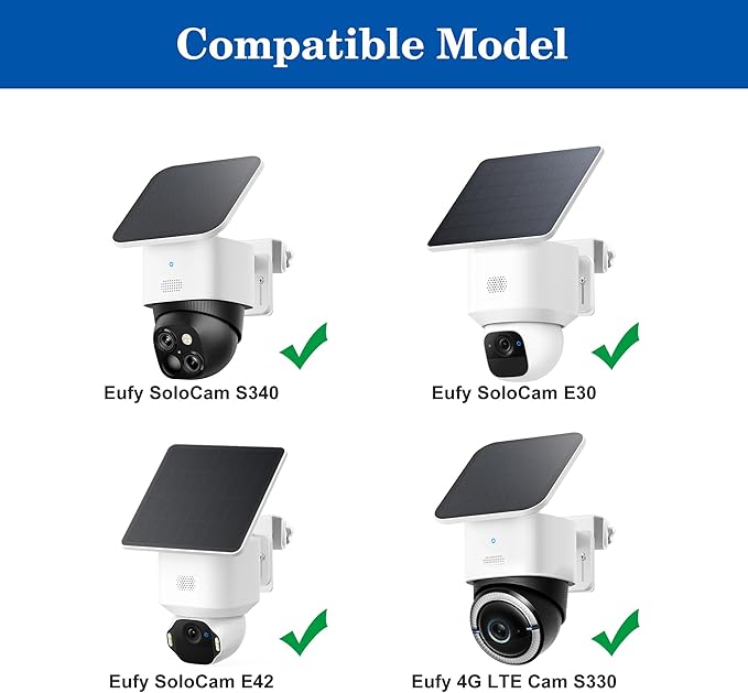 Gutter Mount Bracket for Eufy Security SoloCam S340/E30/E42 and 4G LTE Cam S33, Stainless Steel Gutter Mount for Solar Security Camera, No-Drill Installation-1 Pack
