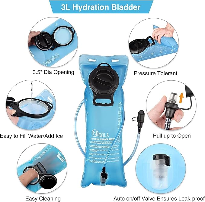 NOOLA 3L Hydration Backpack, Water Backpack with TPU Water Bladder, Tactical Hydration Pack for Men Women, Molle Water Backpack for Hiking, Biking, and Hunting