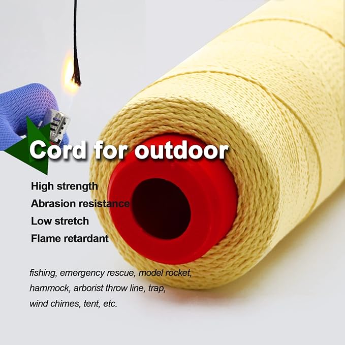 9KM DWLIFE Braided Kevlar Cord, 100lb~2000lb, High Tensile Strength, Abrasion, Flame Retardant, Kite String, Fishing Line, Model Rocket Shock, Tactical Survival Paracord