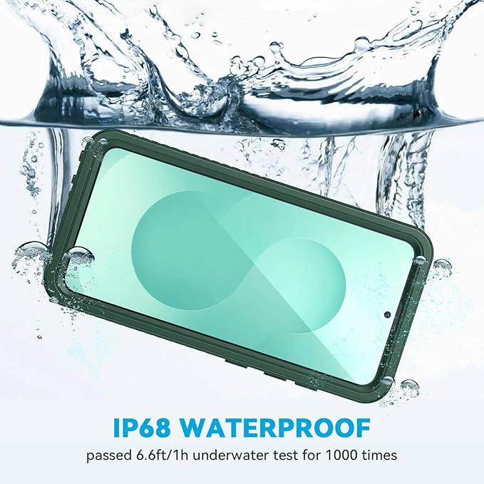 Lanhiem for Samsung Galaxy S25 Case, IP68 Waterproof Dustproof, Built-in Screen Protector, Rugged Full Body Shockproof Protective Cover for Galaxy S25, Green