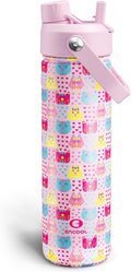 ENCOOL Insulated Water Bottle with Straw Stainless Steel Water Bottle, Leak-Proof, BPA-Free, Double Wall Vacuum Keeps Cold for 24 Hours for Sports, Travel, School (26 oz, Macaron Cat)