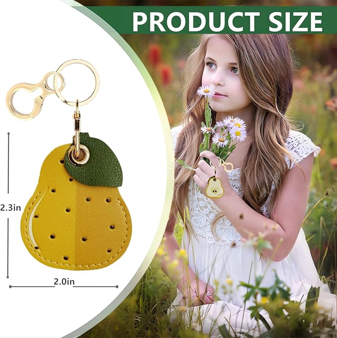 Leather Keychain Holder Case Compatible with AirTag,Cute air tag Cover with Keychain Ring,GPS Tracker Case for Keys