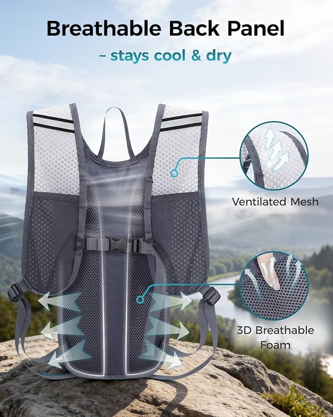 Blue Quartz Hydration Backpack with 2L Water Bladder, Hiking Water Pack with Insulated Compartment for Women Men, Lightweight Running Hydration Vest with Phone Pocket for Cycling, Biking