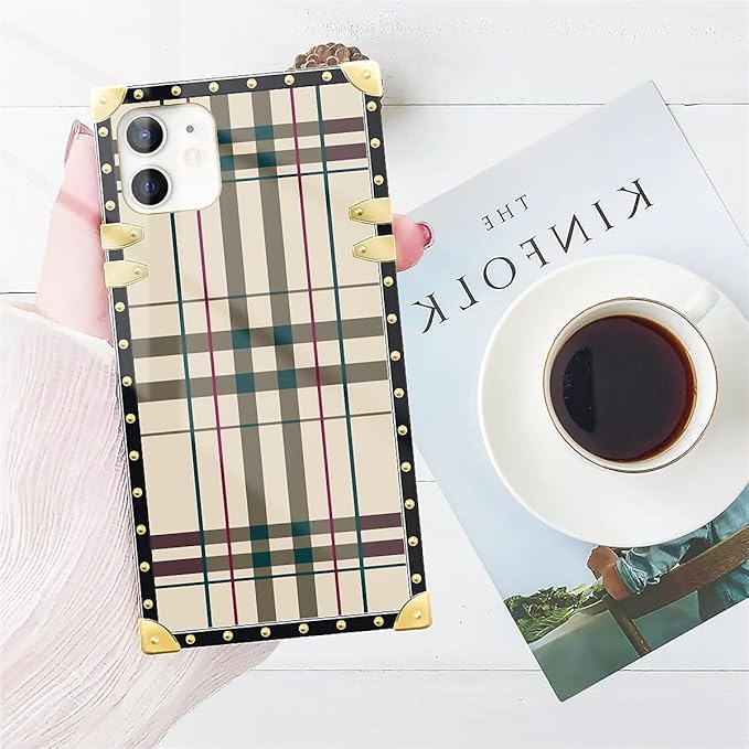 Compatible with iPhone 11 Case, Black Red Beige Stripes Luxury Golden Decoration for Girl Women Soft TPU Shockproof Protective Hard PC Back for iPhone 11