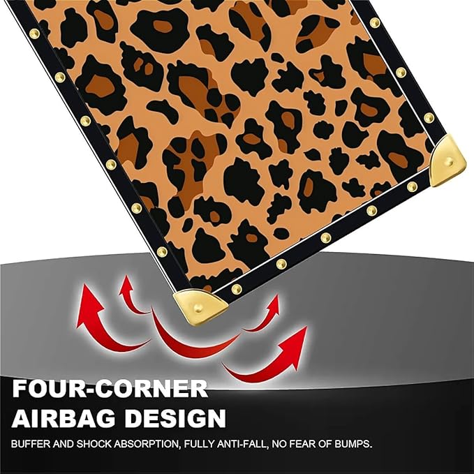 for iPhone 17 Pro Max Case Luxury Golden Decoration for Girl Women Soft TPU Shockproof Protective Hard PC Back for iPhone 17 Pro Max Crazy Pattern Brown Leopard Texture