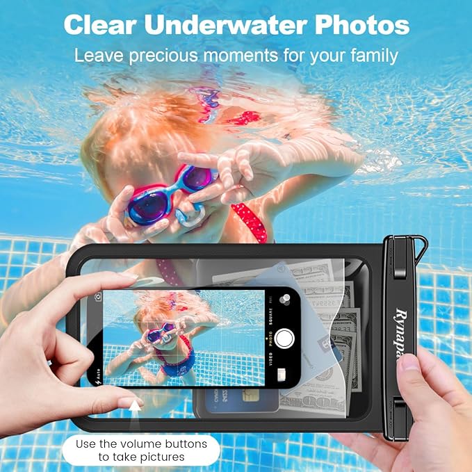 Rynapac [Up to 10" Large Waterproof Phone Pouch - 2 Pack IPX8 Waterproof Phone Case for iPhone 17 16 15 Pro Max Galaxy S26 Ultra, Touchscreen & Underwater Photography, Beach Cruise Travel Essentials