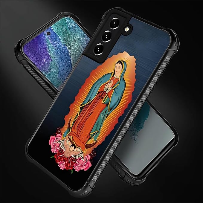 for Samsung Galaxy S22 Plus Case, Red Virgen Guadalupe Pattern Graphic Design Girl Boy Soft Silicone Hard Acrylic Shock Protection for Samsung Galaxy S22 Plus