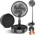Czlife F9 Portable Fan, 10000mAh Rechargeable Battery Powered for Travel Sleeping Camping Bedroom Outdoor, Cordless Floor Desk USB Fan with Remote, 4 Speed, Timer, 7.7" (Black with Case&Charger)