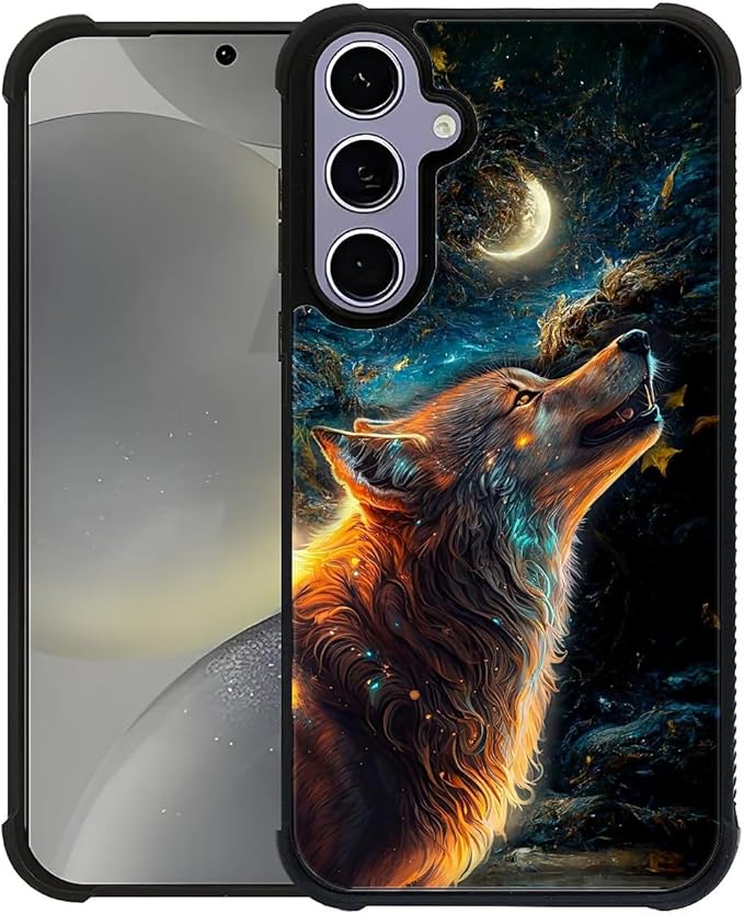 for Samsung Galaxy S24 S25 Case, Star Cave Hungry Wolf Pattern Graphic Design Girl Boy Soft Silicone Hard Acrylic Shock Protection for Samsung Galaxy S24 S25