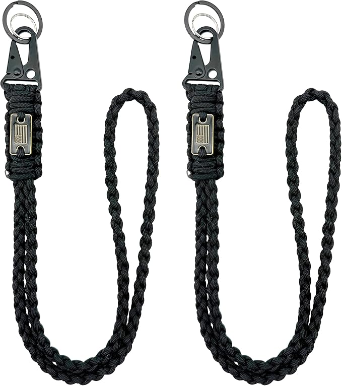 DDOUT Heavy Duty Paracord Lanyard 550 Paracord Braided Keychain for ID Badges, Camera, Whistle, Traveling, Outdoor Activities
