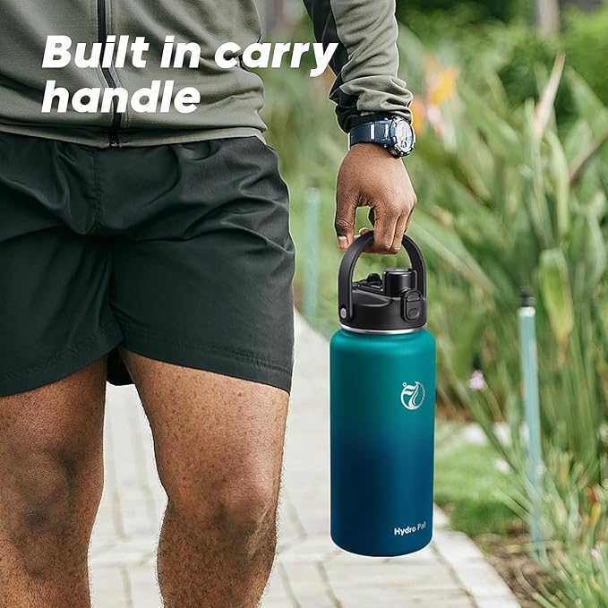 64oz Half Gallon Insulated Water Bottle with 2-in-1 Lid (Chug & Straw), Double Walled Vacuum Stainless Steel Water Bottles, Wide Mouth Leakproof Insulated Jug with Straw