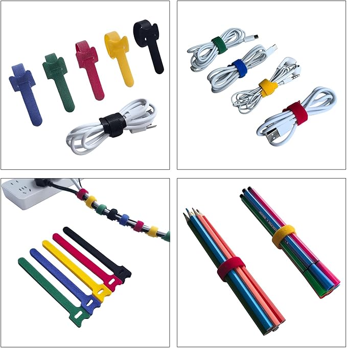 80 PCS 6 Inches Multi-Colour Reusable Cable Ties Cord Straps Multi-Purpose Wire Ties Cord Wrap Hook and Loop Organizer Cable Management,Adjustable Cord Ties for Organizing Home,Office,Data Centers
