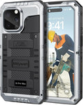 Mitywah Waterproof Case for iPhone 16 Pro Max, Heavy Duty Metal Cover with Built-in Screen Protector, Military Grade Full Body Shockproof Rugged Protective Phone Case 6.9 inch, Silver