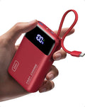 INIU 20000mAh Power Bank, Small Portable Charger, 45W PD Fast Charging Battery Pack with Build in USB-C Cable, Travel Phone Charger for iPhone 17 16 15 14 Air Samsung S25 S24 Google iPad Xiaomi, Red