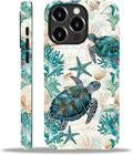 for iPhone 12 Pro Max Case,HH2 Ocean Sea Turtle Nautical Map Hybrid 2 Layer Hard Shell Silicone Protective Pattern Design Case