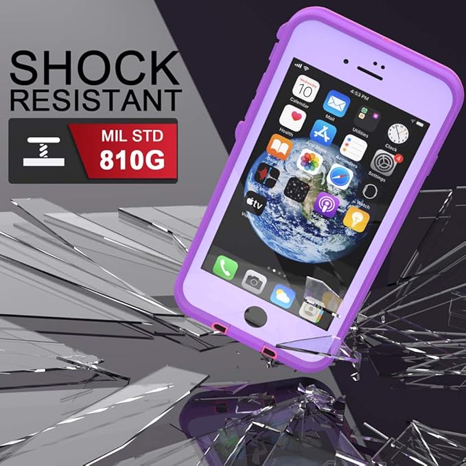 Diverbox for iPhone SE 2020 Waterproof Case iPhone 8 Waterproof Case,Waterproof Shockproof IP68 Full-Body Sturdy Case Built-in Screen Protector for Full Sealed Cover 4.7 in (Purple)