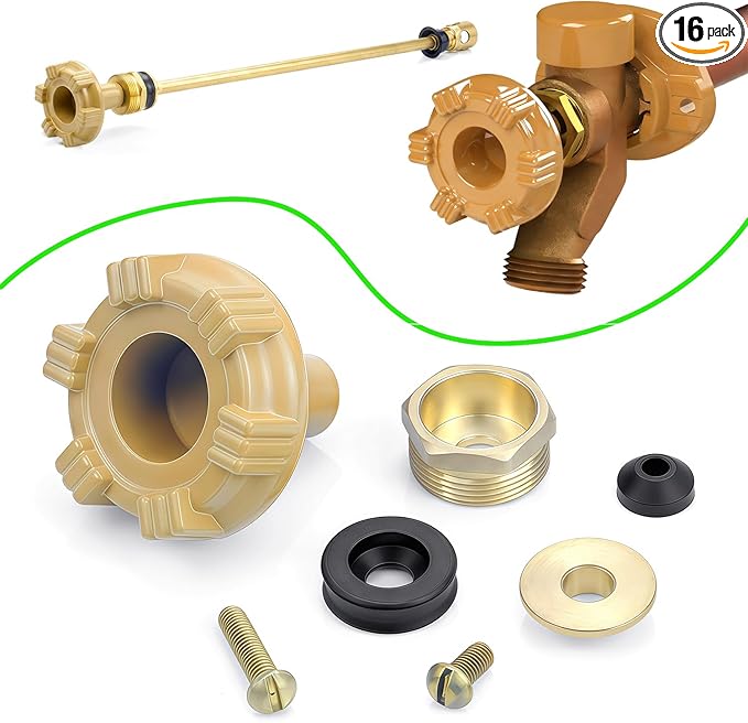 RK-14MH Outdoor Faucet Repair Kit for Woodford Model 14 Outside Faucets Parts Include Wheel Metal Handle Screws Packing Nut Washer Valve Seat Rubber, 7PCS Set