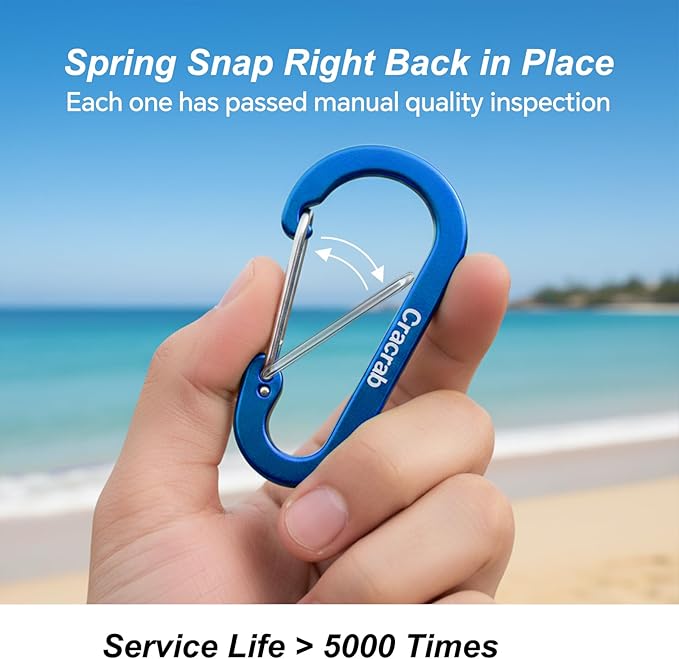 12Pcs Carabiner Clips Assorted Sizes Pack, Includes Small Medium Large 2/2.4/2.8 Inch Aluminum Carabiner Multicolor D Shape Keychain Clip for Backpack