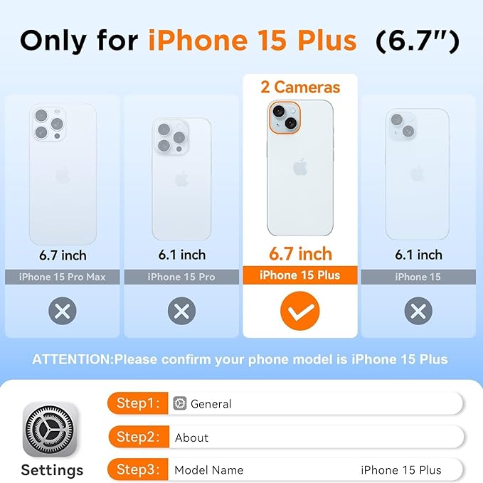 WIFORT for iPhone 15 Plus Waterproof Case, [IP68 Underwater Dustproof][Built-in Screen][15FT Military Shockproof], 360 Full Body Sealed Protection Cover Magnetic Frosted Phone Case, 6.7" Black