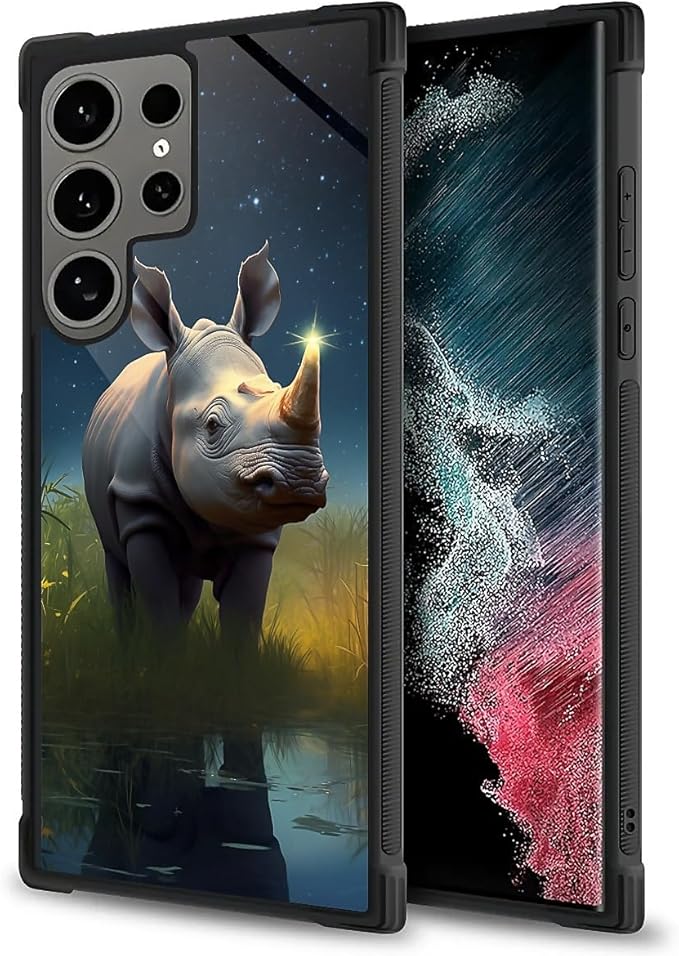 for Samsung Galaxy S24 Ultra Case, Rhino Water Marshes Pattern Graphic Design Girl Boy Soft Silicone Hard Acrylic Shock Protection for Samsung Galaxy S24 Ultra