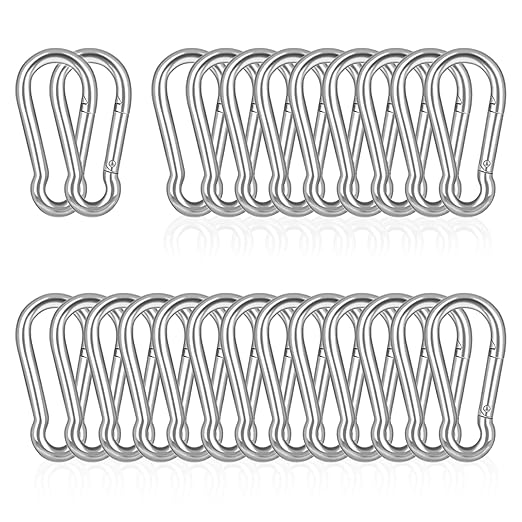 30PCS M6 Heavy Duty Carabiner Clip, 2.36Inch Snap Hook Quick Link Small Carabiner Clips,Spring Link Buckle for Fishing Camping Hammock Dog Leashes-260LBS Holding Capacity (Silver)