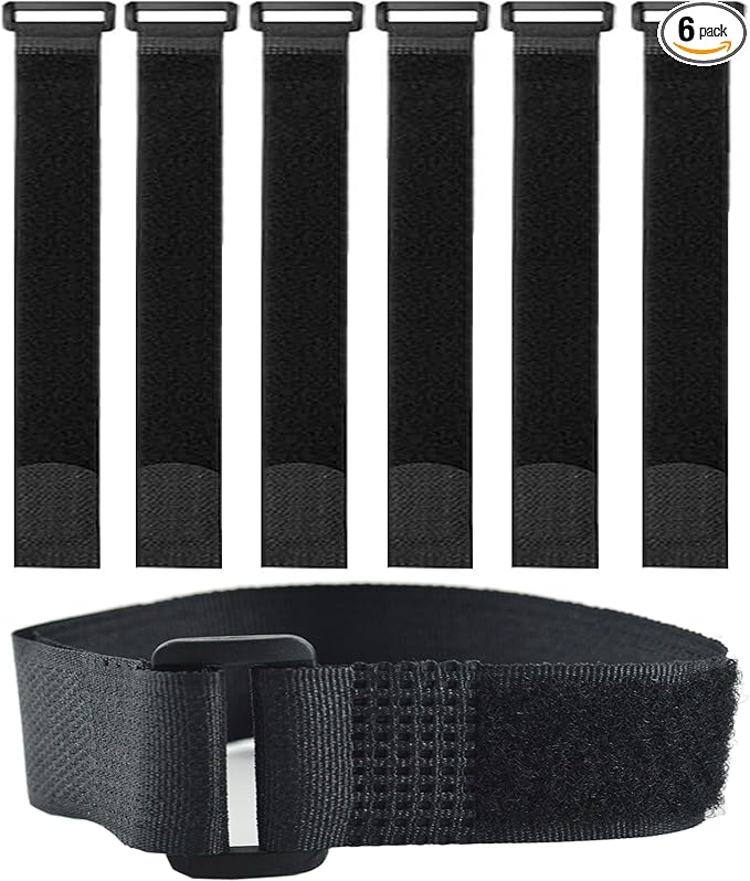 6 Pack (32 x 2 Inch) Reusable Fastening Cable Ties and Cable Straps,Adjustable Multi-Purpose Hook and Loop Straps Nylon Cable Ties Organizer Fastener Management Wire Straps