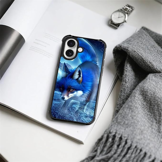 for iPhone 17 Case,for MagSafe Graphic Design for Girl Boy Soft Silicone Hard Acrylic Shock Protection Designed for iPhone 17 Snowy Mountain Fox Lake Pattern