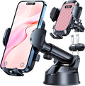 YRU [True Upgrade for Safety Car Phone Holder Mount [Patent & Military-Grade] Dashboard Cell Phone Holder for Car Vent Windshield Phone Stand for iPhone 17 16 15 14 13 Pro Max Truck Samsung, Pink