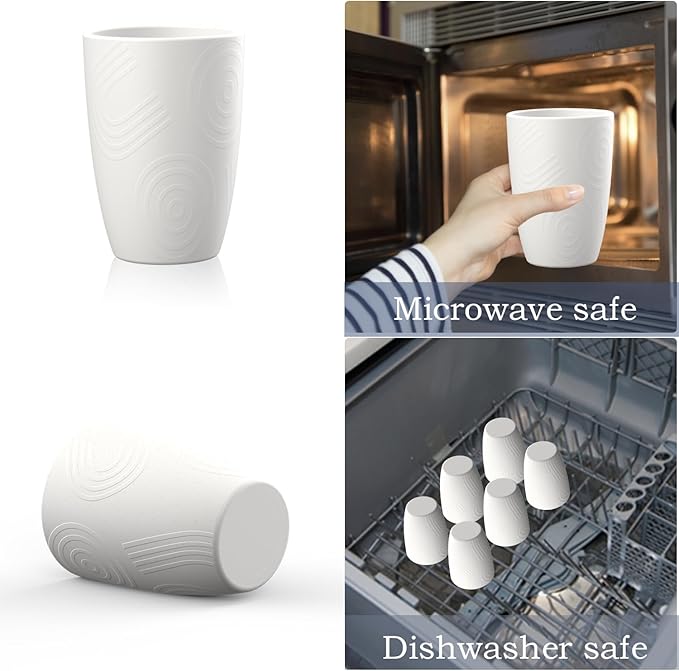 Homienly Kitchen Cups 12 OZ Wheat Straw Drinking Glasses–Unbreakable, Lightweight & Reusable Alternative to Plastic Cups,Dishwasher Safe Cups for Kitchen & Outdoor Use (White, 6 PCS)