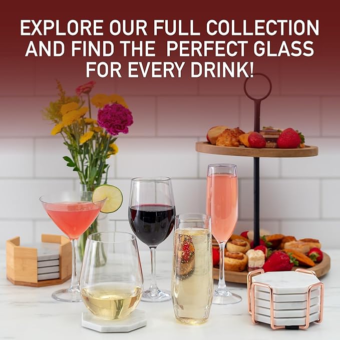 D'Eco Unbreakable Tritan Wine Glasses, 20 oz (Set of 8) – Shatterproof, Crystal-Clear, BPA-Free Plastic Tumblers – Indoor & Outdoor Cups for Entertaining & Parties - Mothers Day Gift for Mom