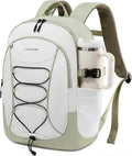 LOVEVOOK Mens Backpack with Giant Tumbler Holder Pocket,17 Inch Everyday Laptop Backpack Commuter Travel Work Computer Bag for Women,Casual Hiking College Teacher Back Pack Daypack,White-Bean Green