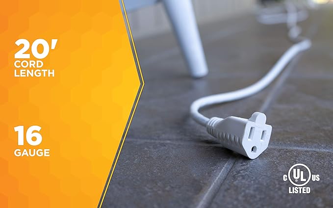 Southwire Outdoor Extension Cord - Light Duty Landscape & Patio Power Cable for Outdoor Use - Weather Resistant Vinyl Jacket - Neutral White Finish - 16/3 Gauge - 20-Foot (Pack of 12)
