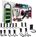 FRAYSCENT Slat Wall Paneling Garage Slat Wall Storage Systems Slatwall Panels Power Tool Organizer Wall Mount, PVC Garage Storage & Organization Products Slate Board (White, 4ft x 8ft with 15 Hooks)