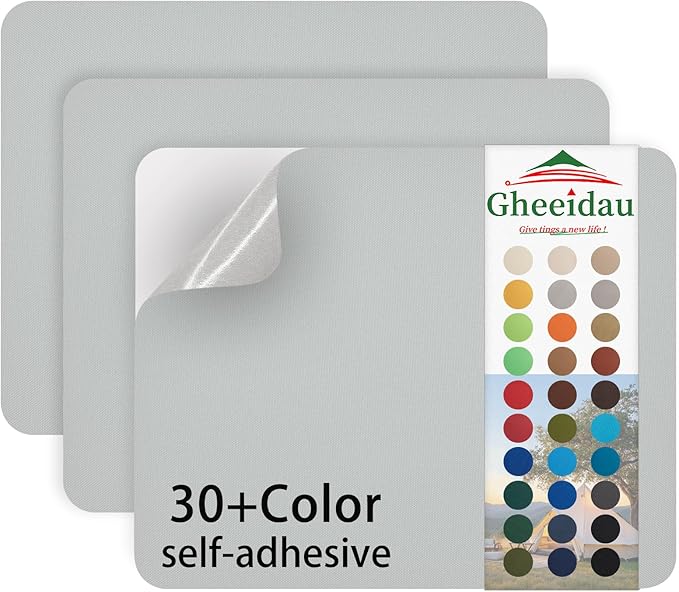 Gheeidau Canvas Repair Patch 9×11 Inch 3Pcs Waterproof Self-Adhesive Fabric Repair Patch for Tents,Boat Cover,Pop Up Canopy,Patio,Bags,Car Seats,Sofas,Furniture Cover(Light Grey)
