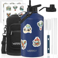 1 Gallon Water Bottle Insulated(Cold for 48 Hrs),BPA Free&Leak Proof,128oz Stainless Steel Water Jug,Large Water Bottle with Straw Spout Lids for Gym,Hiking,Camping&Travel,Deep Blue