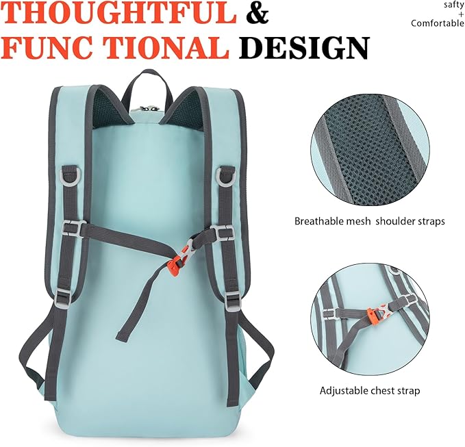 BAGPARKK Hiking Backpack,Large 35L Travel Backpacks for Men Women,Water Resistant Ultra Lightweight Foldable Packable Camping Daypack for Outdoor Sports