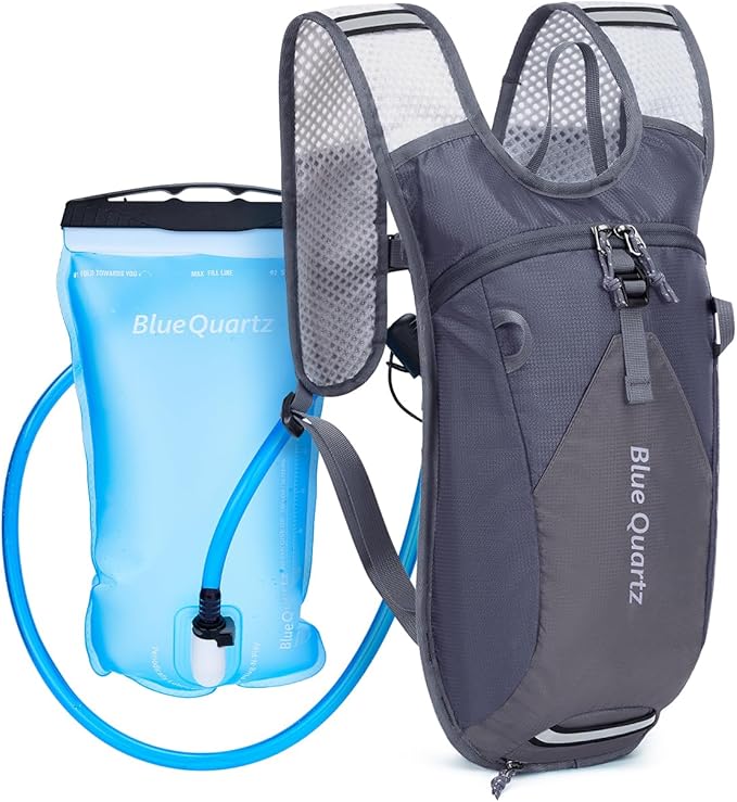 Blue Quartz Hydration Backpack with 2L Water Bladder, Hiking Water Pack with Insulated Compartment for Women Men, Lightweight Running Hydration Vest with Phone Pocket for Cycling, Biking