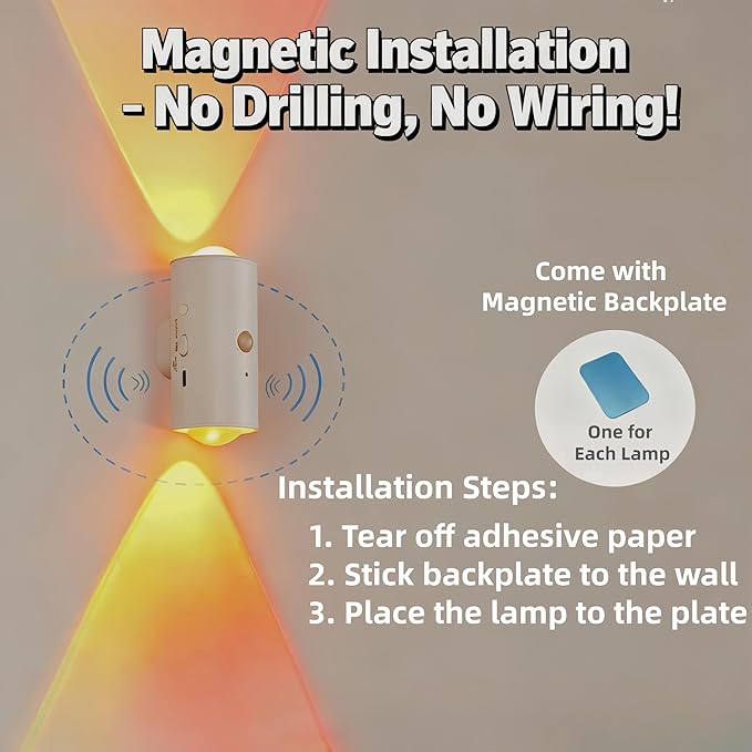 4 Pack Rechargeable Dynamic RGB LED Wall Lamp, Motion-Sensing Step Lights with Remote Control, 1200mAh Battery, Dimmable, Magnetic Mount for Staircase, Hallway, Bedroom, Kitchen, Bar
