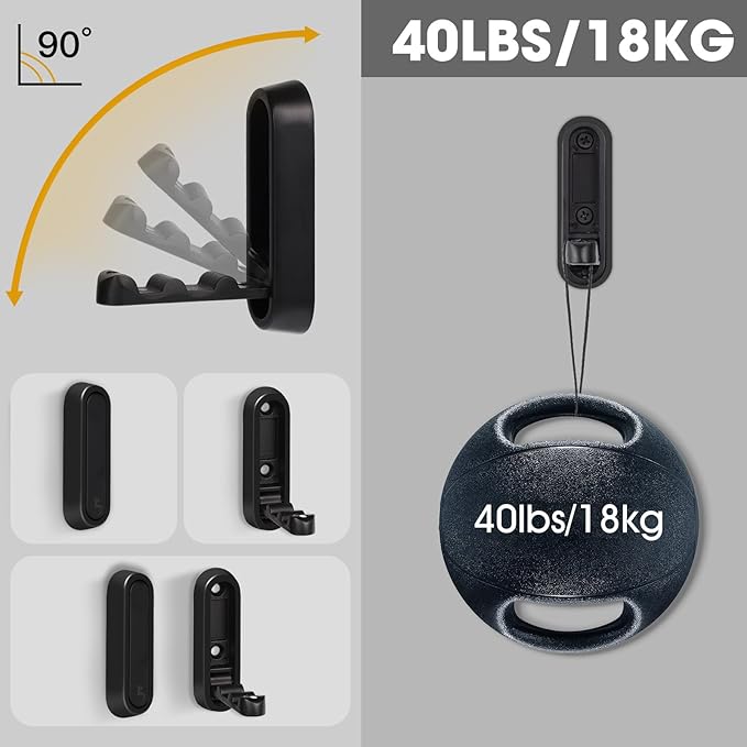 Dntorx Folding Coat Hooks, 6 Pcs Foldable Black Wall Hooks Heavy Duty Foldable Hook Bathroom Towel Hooks Robe Hooks Wall Mounted for Hanging Coat Towels Clothes Hat Bags Keys