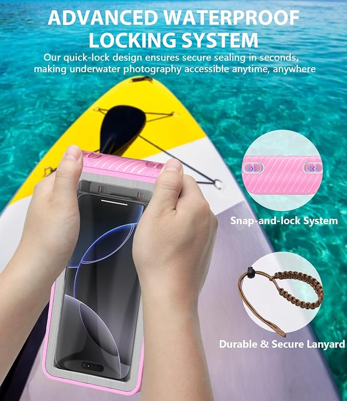 Waterproof Phone Case for Snorkeling - Underwater Touchscreen Housing, Universal Underwater Photo&Video Diving Case for iPhone 17/16/15/14 Pro Max Samsung Galaxy S25/S24 Ultra Up to 6.9'' Purple