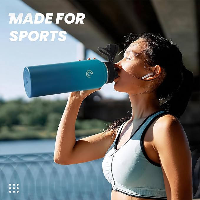 Sports Water Bottle 40oz, Insulated Water Bottle with Handle,Stainless Steel,Simple Modern,Suitable for Travel, School, Boy, Girl(Dark Night)
