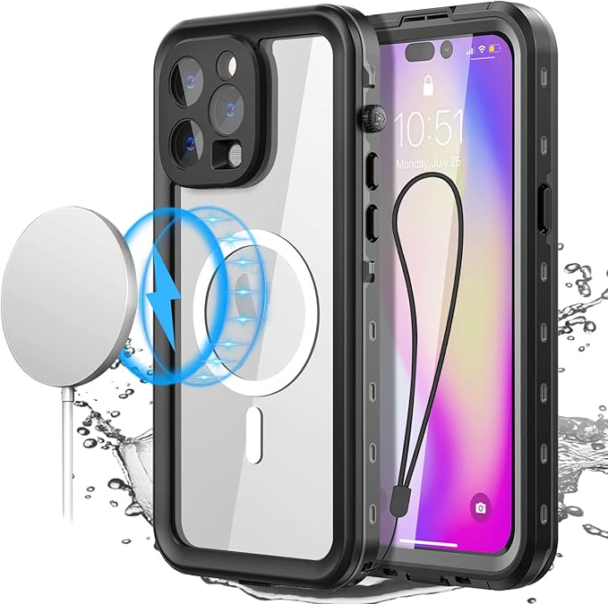 AICase for iPhone 14 Pro Case Waterproof, Compatible with Magsafe Magnetic Protective iPhone 14 Pro Phone Case, Water Proof Mag Safe Magnet Shockproof Full Body Clear with Screen Protector