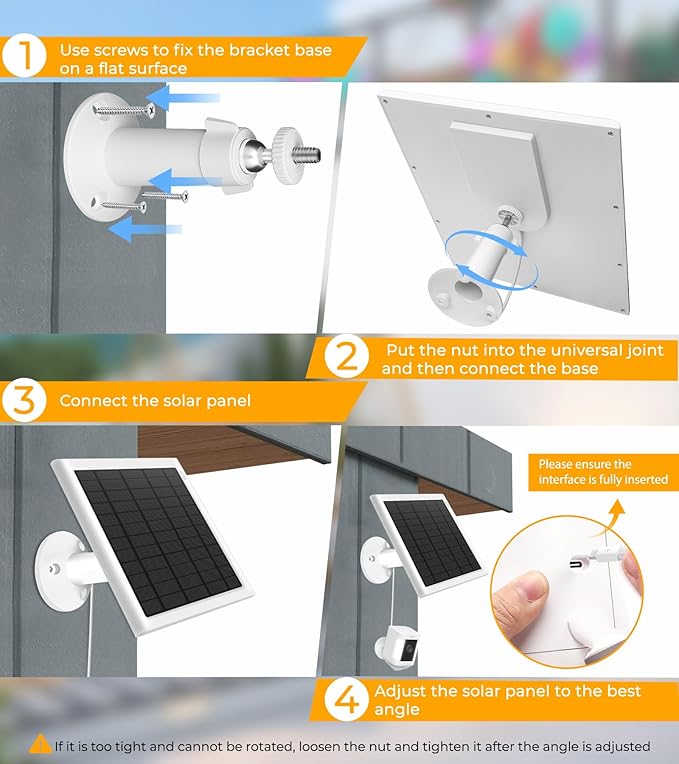 8W Solar Panel for Ring Camera, 2-Pack Solar Panel Charger Compatible with Ring Stick Up Cam Battery, Spotlight Cam Battery, Includes Barrel Plug to USB-C Adapter, IP65 Waterproof, 10ft Cable