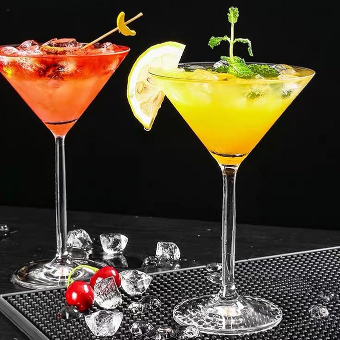 Unbreakable Martini Glasses Set of 6, 10 oz Plastic Martini Cocktail Glasses with Stem, Reusable Cocktail Glasses for Bar, Margarita, Whiskey, Gin, Tequila, BPA-Free, Top Rack Dishwasher-Safe, Clear