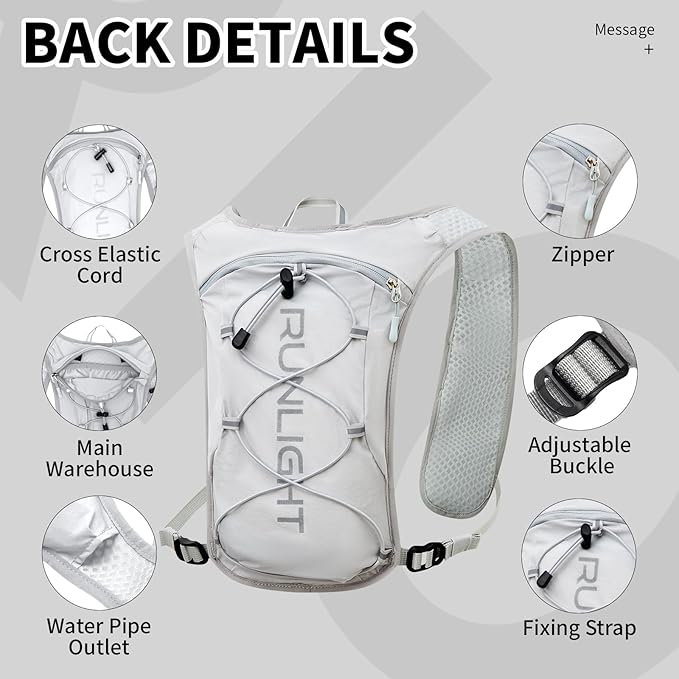 Runlight Running Vest for Women Men Lightweight Hydration Backpack Pack with 1.5L Water Bladder Bag Hydro Daypack for Hiking,Trail,Skiing,Camping,Cycling,Race,Marathon