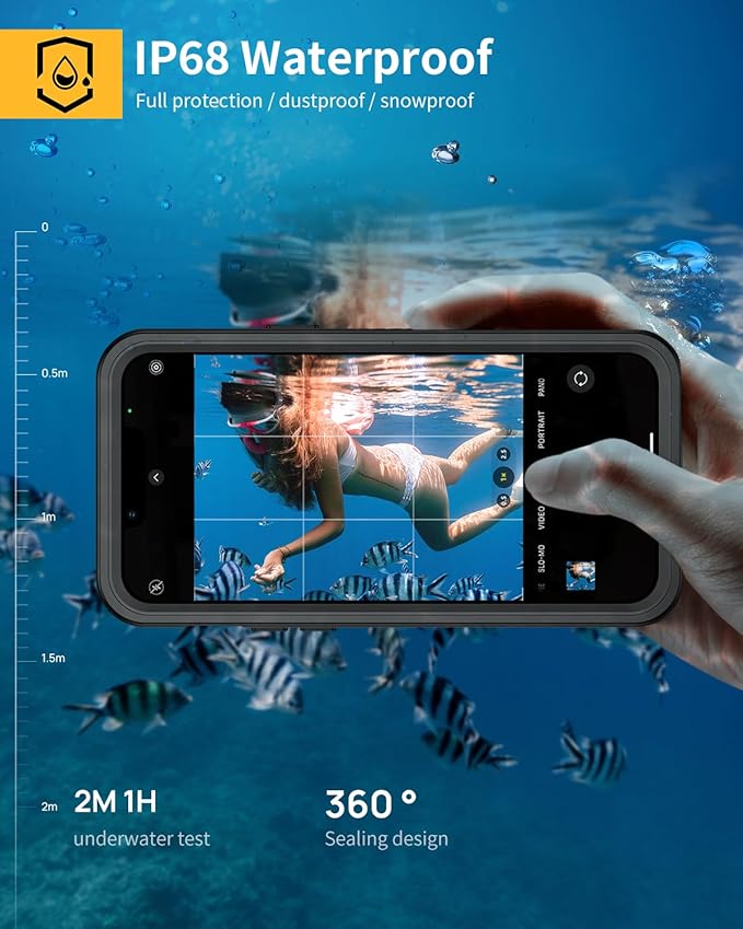 Lanhiem Magnetic for iPhone 14 Pro Max Case, Waterproof Dustproof Case with Built-in Screen Protector Compatible with Magsafe, Full Body Protective Cover for iPhone 14 Pro Max 6.7 inch -Black