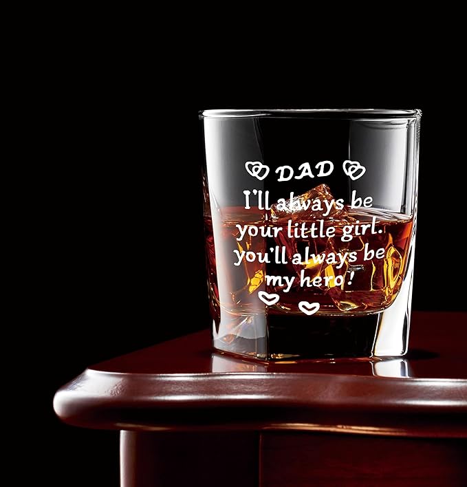 Nogrit Dad Gifts from Daughter Whiskey Glasses 10 oz, Dad Gifts for Father's Day Birthday, Father Daddy Old Fashioned Rocks Glasses for Men Drinking Cocktail Scotch Vodka Tequila Rum