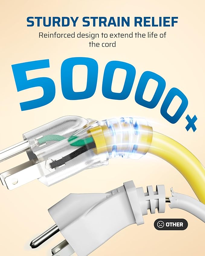 DEWENWILS 15FT Outdoor Heavy Duty Extension Cord, 14 AWG SJTW Power Cord with Dust-Proof & Waterproof Switch, 6 Outlets Transparent Plug Tail for Multiple Devices, 15A/125V/1875W, ETL Listed