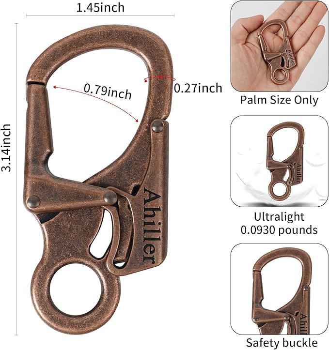 Ahiller Carabiner Clip, Double Anti-Misopening Locking Design, 3" Zinc Alloy Heavy Keychain for Outdoor Camping Hiking, Key Ring Clip